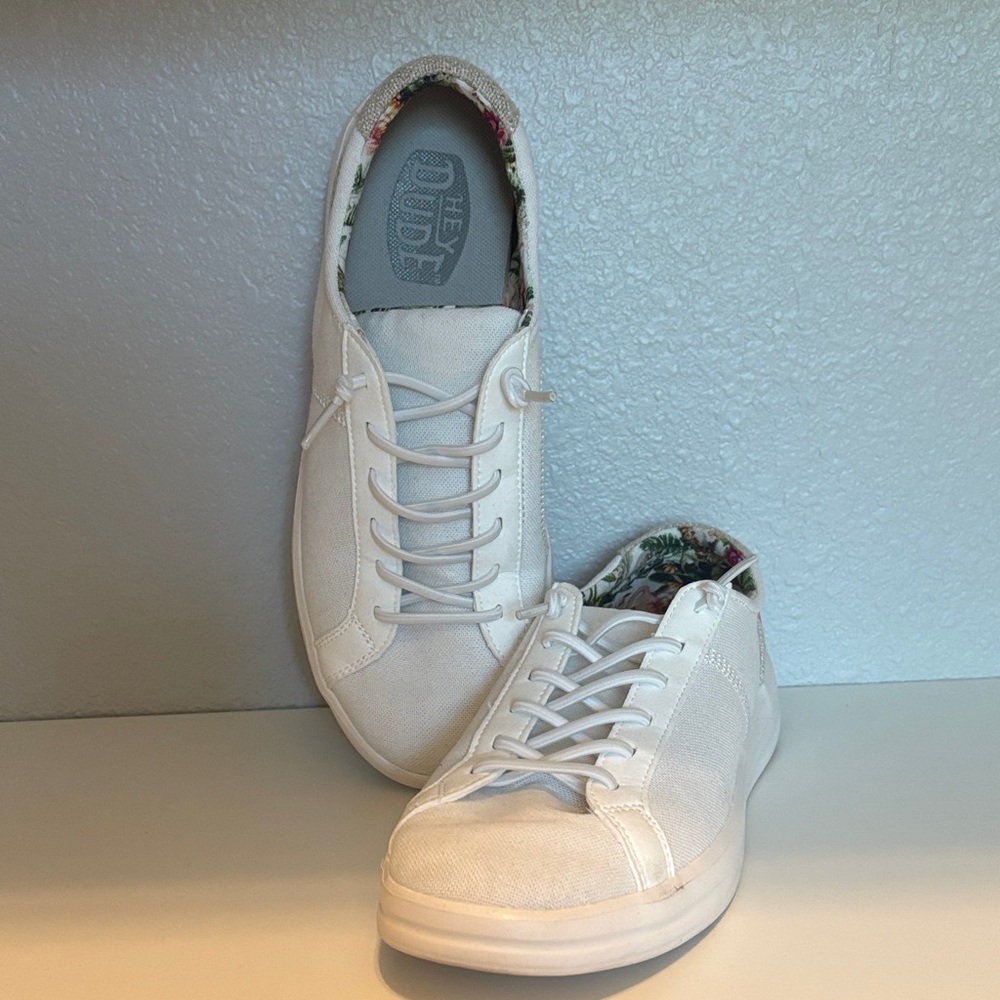 Hey Dude Women's Coconut White Sneakers